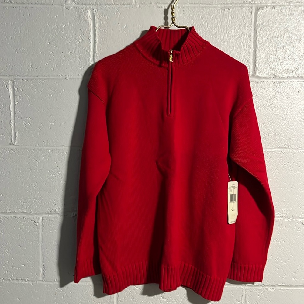 NWT Lauren by Ralph Lauren 1/4 Zip Mock Neck Sweater Size L